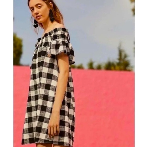 Corey Lynn Calter Off-Shoulder Gingham Dress - Picture 3 of 9
